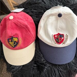 Free People Red and Cream Caps with Anchor Detail